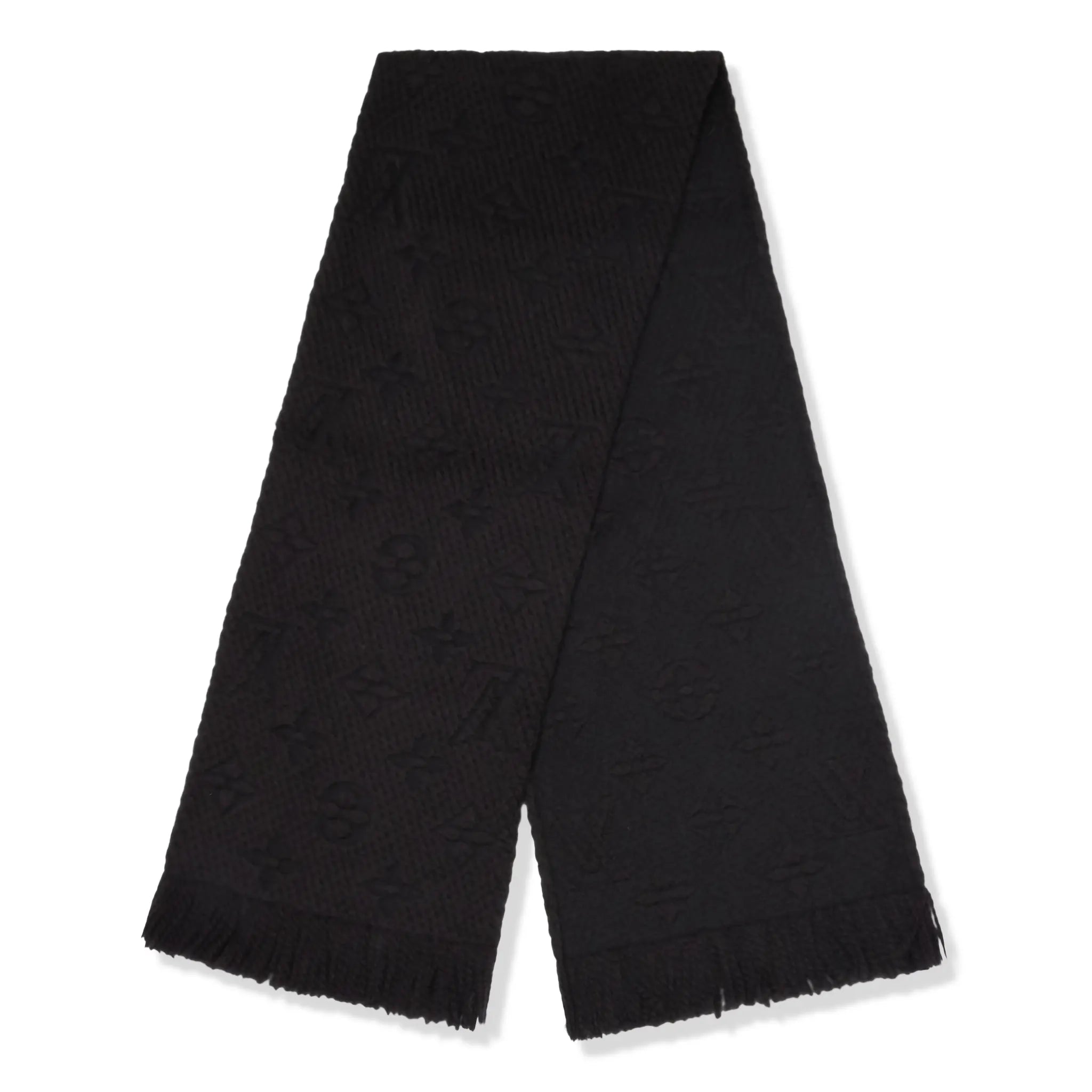 Front Back View of Preloved - Louis Vuitton Logomania Wool Black Scarf